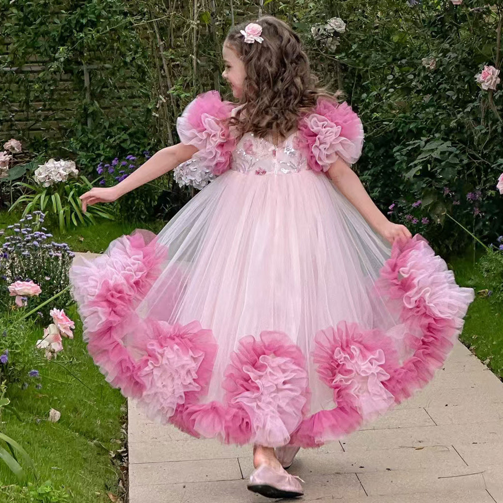Pink Girl Princess Dress for kids Birthday Party J141 – Jill Wish