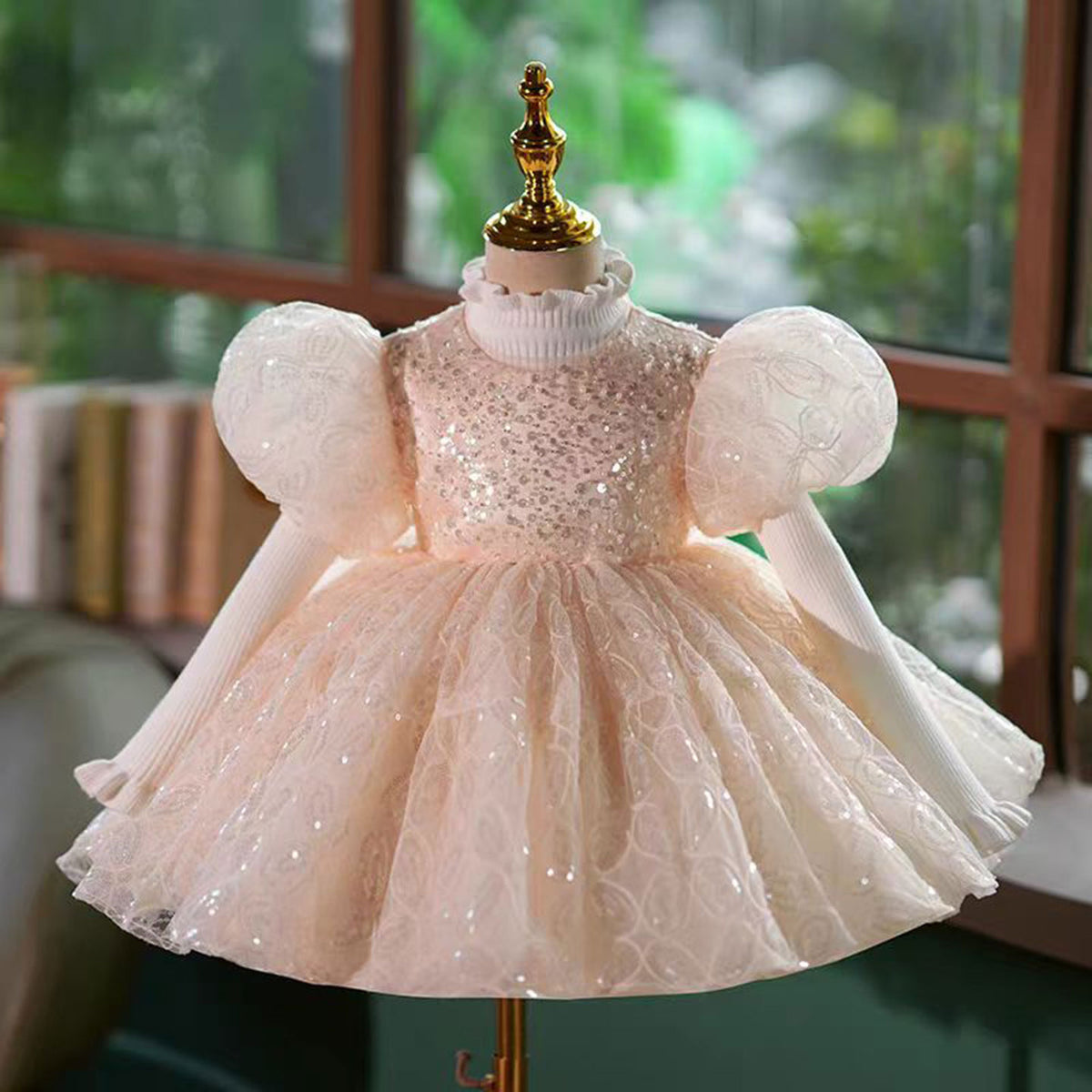 Jill Pink Lace Flower Girl Dress for Princess Kids 1st Birthday Party Gown J768