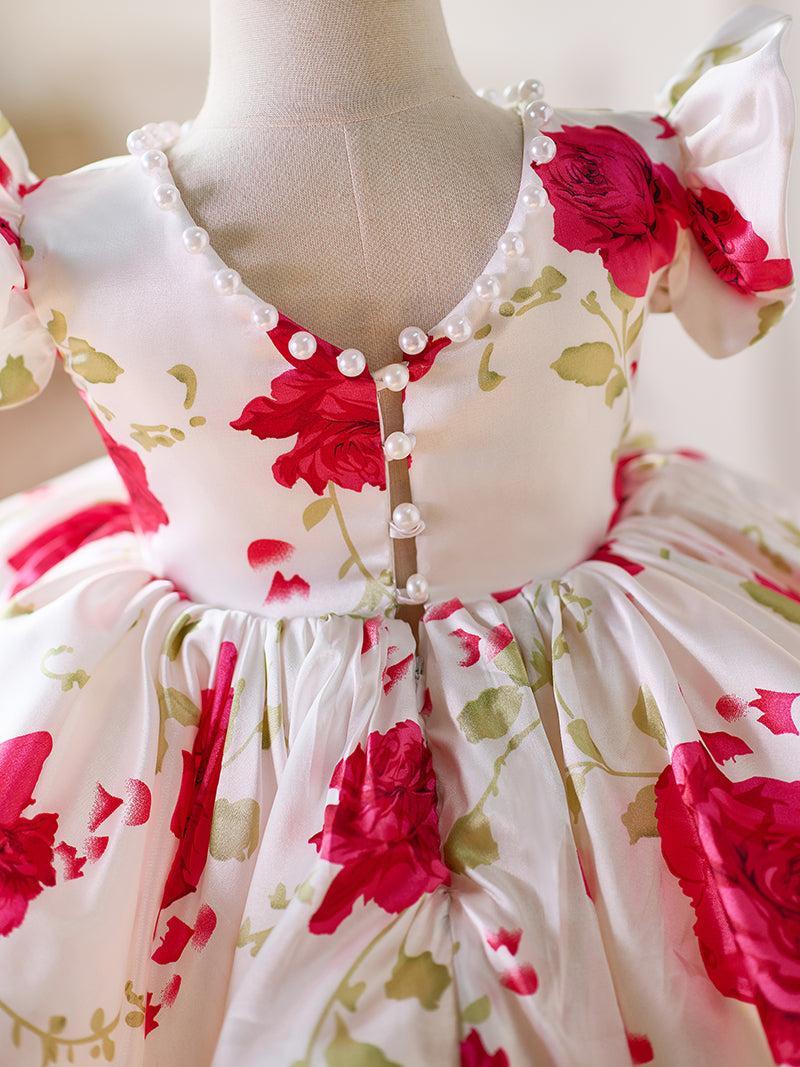 Jill Red Baby Puffy Sleeve Knee Length Baby Girl Dress J051