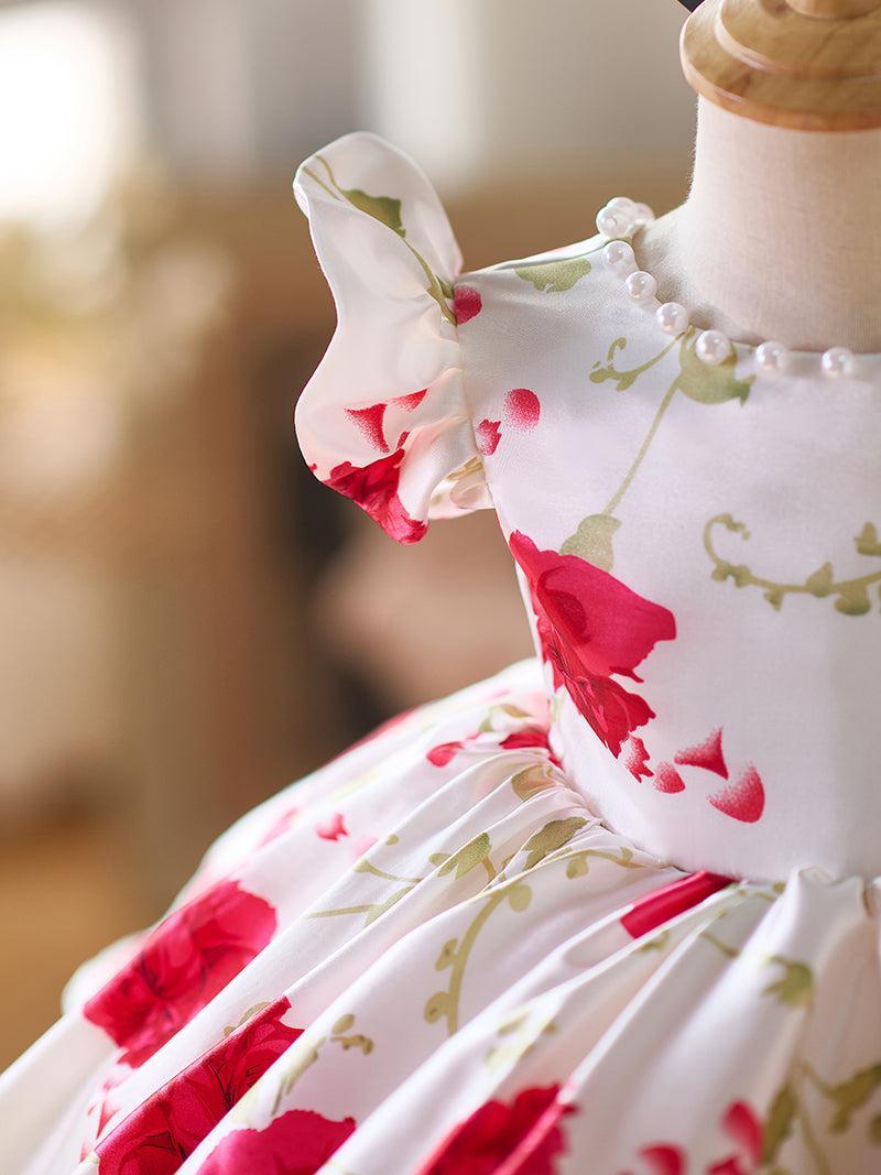 Jill Red Baby Puffy Sleeve Knee Length Baby Girl Dress J051