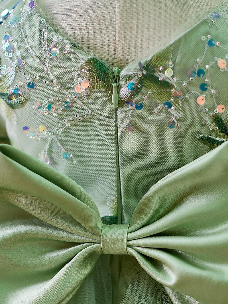 Jill Sage Green Baby Long Sleeve Knee Length Girl Dress J060