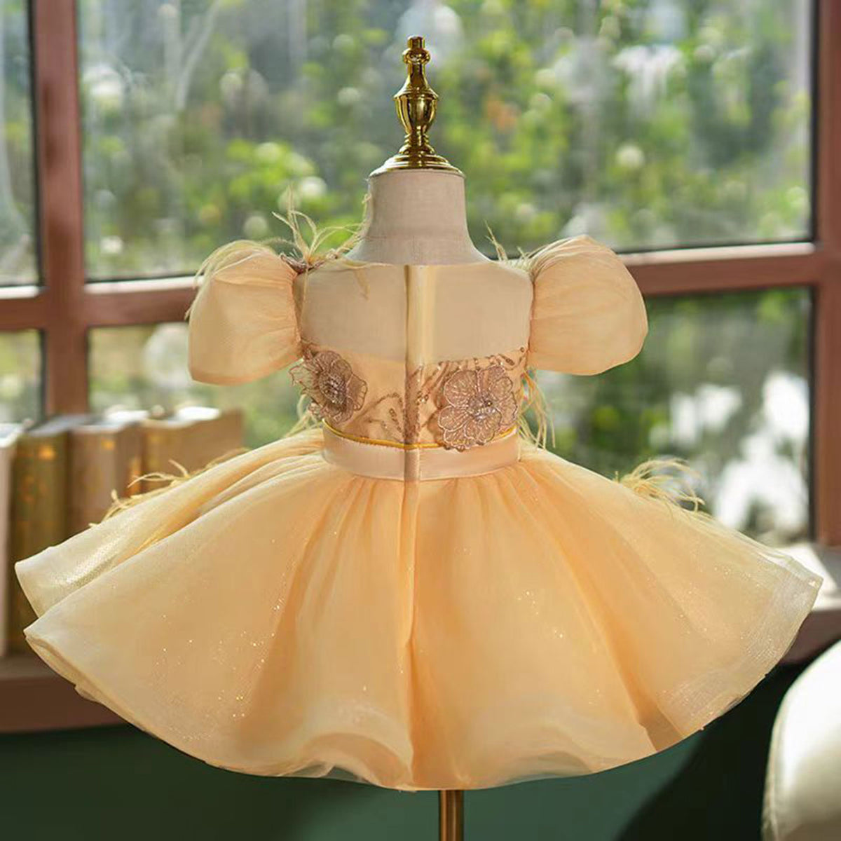 Jill Saprkly Champagne Flower Princess Girl Dress for Kids Birthday Party J783