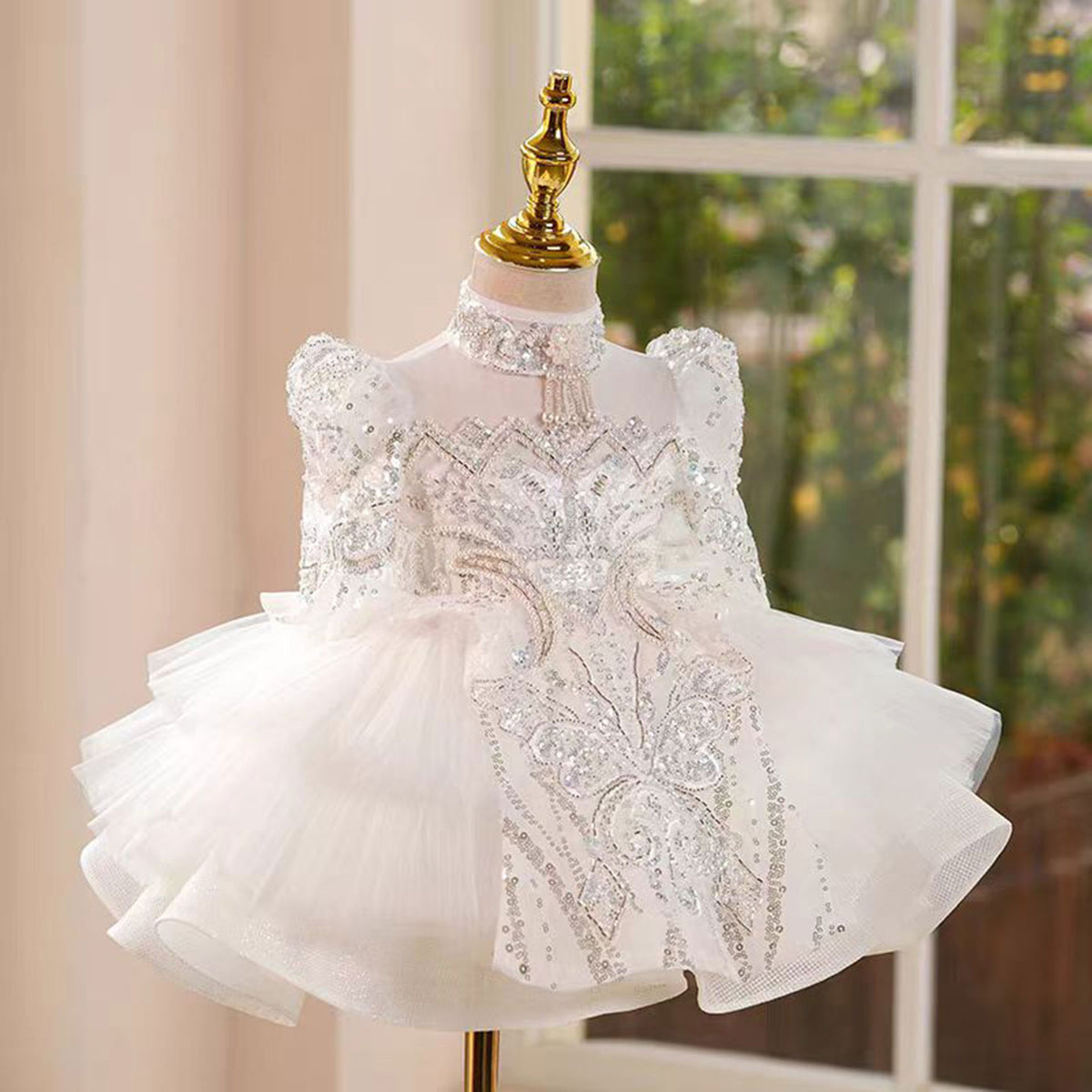Jill Saprkly Flower Princess Girl Dress Tulle for Kids Wedding Party Ball Gown J782