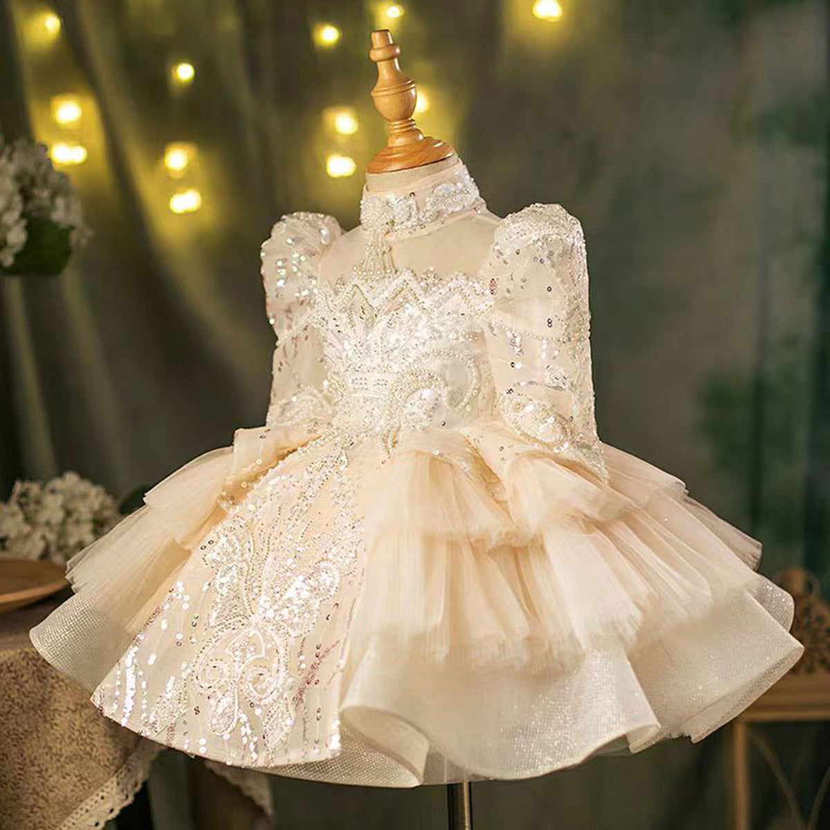 Jill Saprkly Flower Princess Girl Dress Tulle for Kids Wedding Party Ball Gown J782