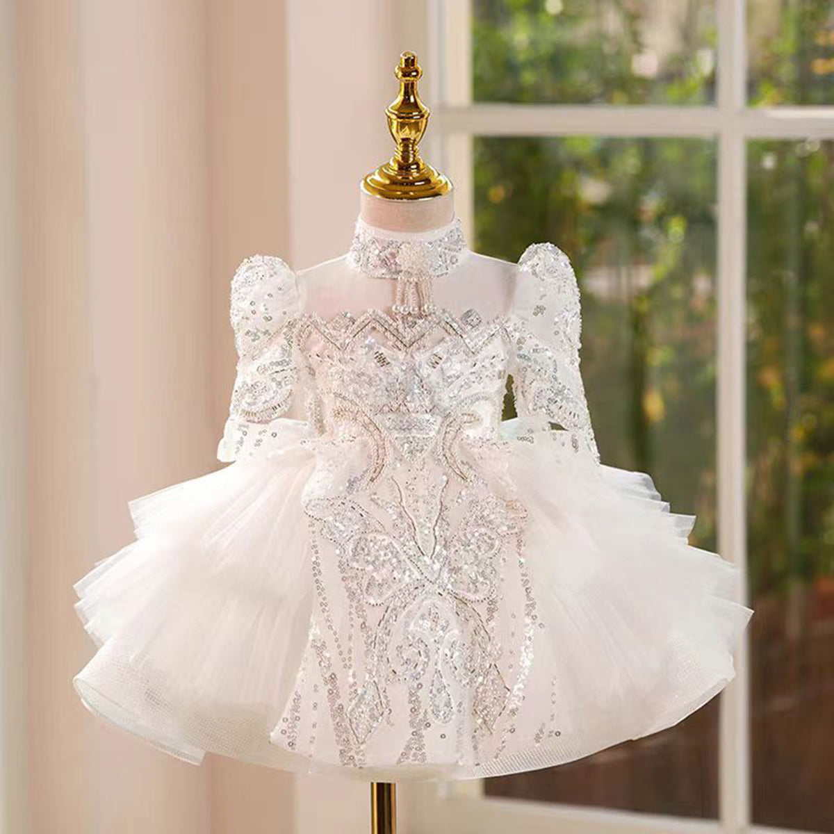 Jill Saprkly Flower Princess Girl Dress Tulle for Kids Wedding Party Ball Gown J782