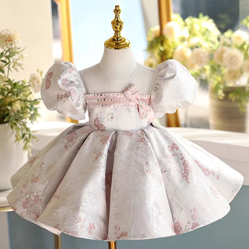 Silver Girl Chinese Style Dress for Kids Birthday Party J461
