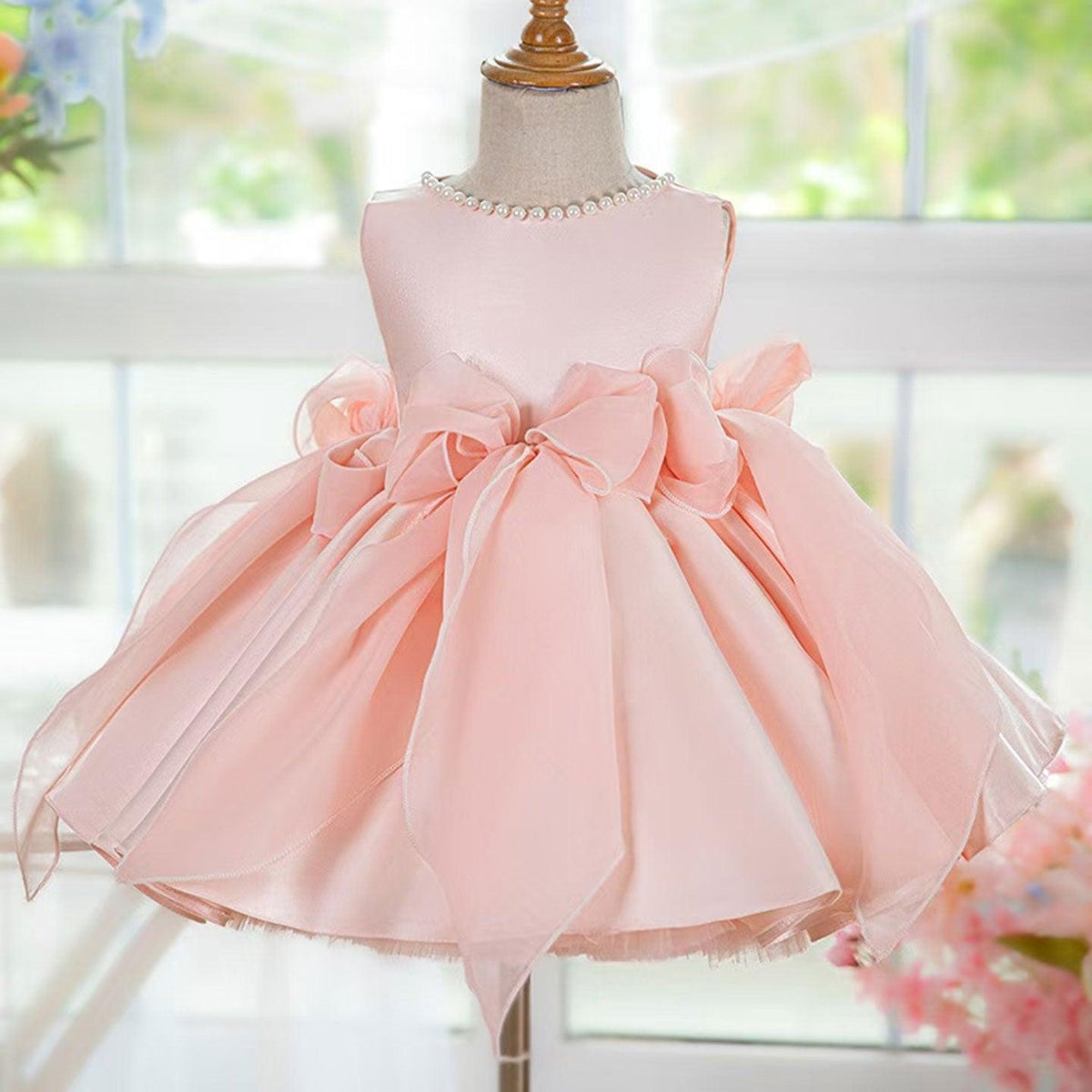 Jill Sleeveless Pink Baby Pearls Princess Girl Dress J208