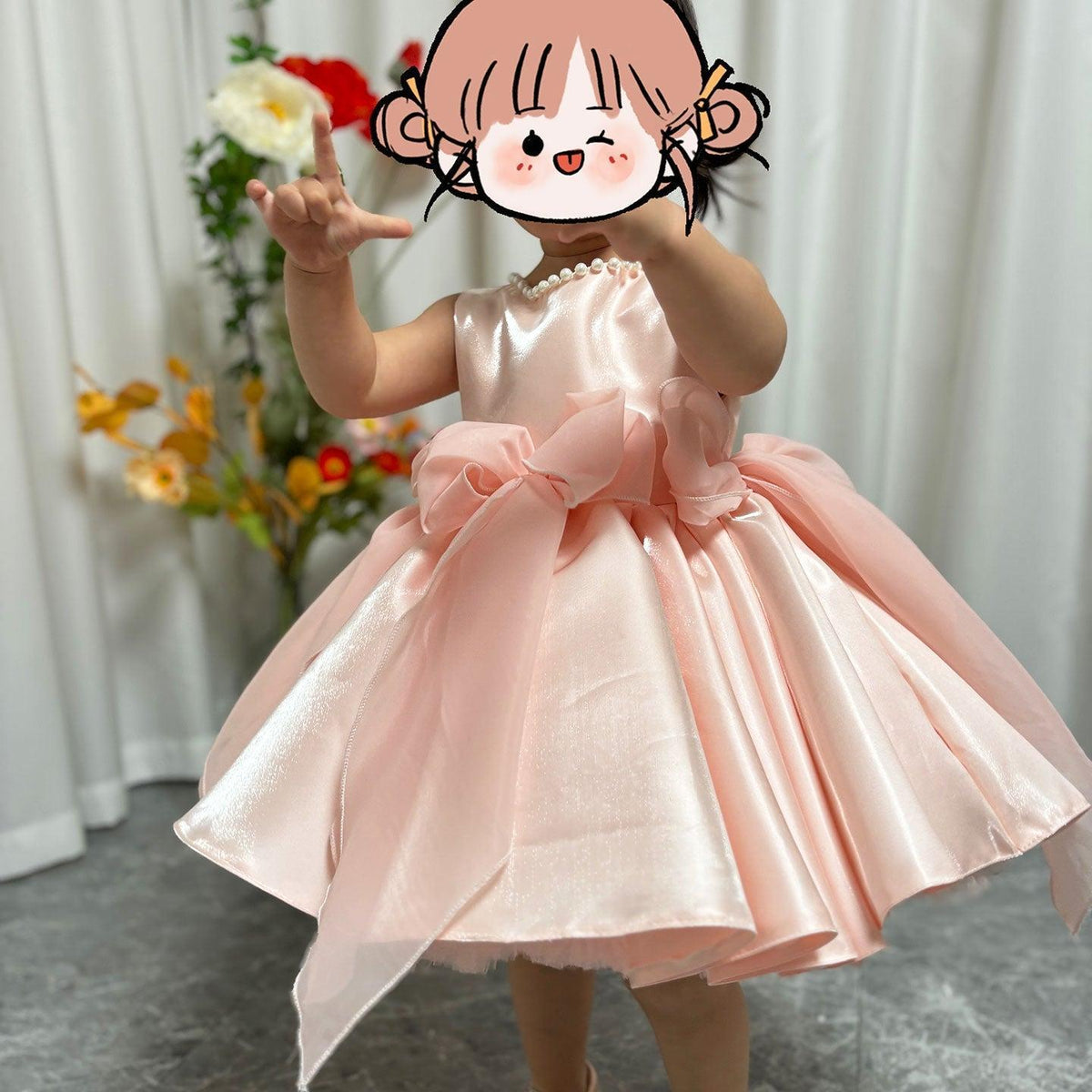 Jill Sleeveless Pink Baby Pearls Princess Girl Dress J208