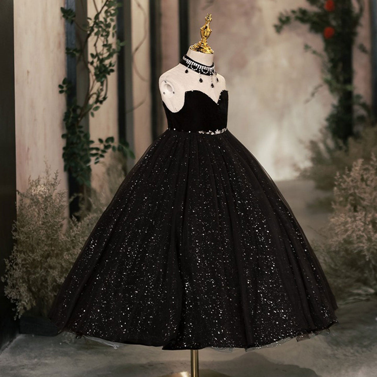 Jill Wish Dubai Black Girl dresses Beaded Arabic Princess Ball Gown J106