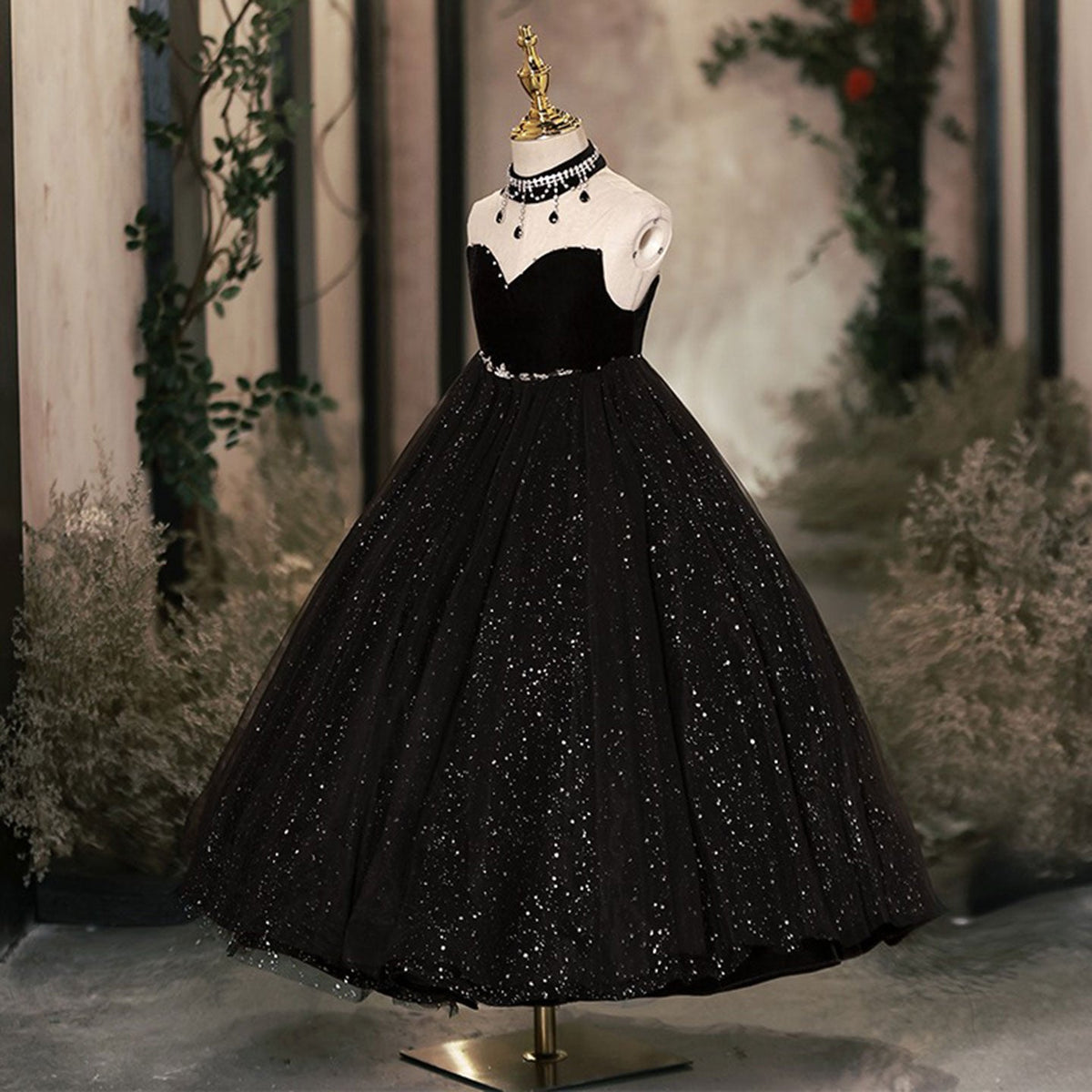 Jill Wish Dubai Black Girl dresses Beaded Arabic Princess Ball Gown J106