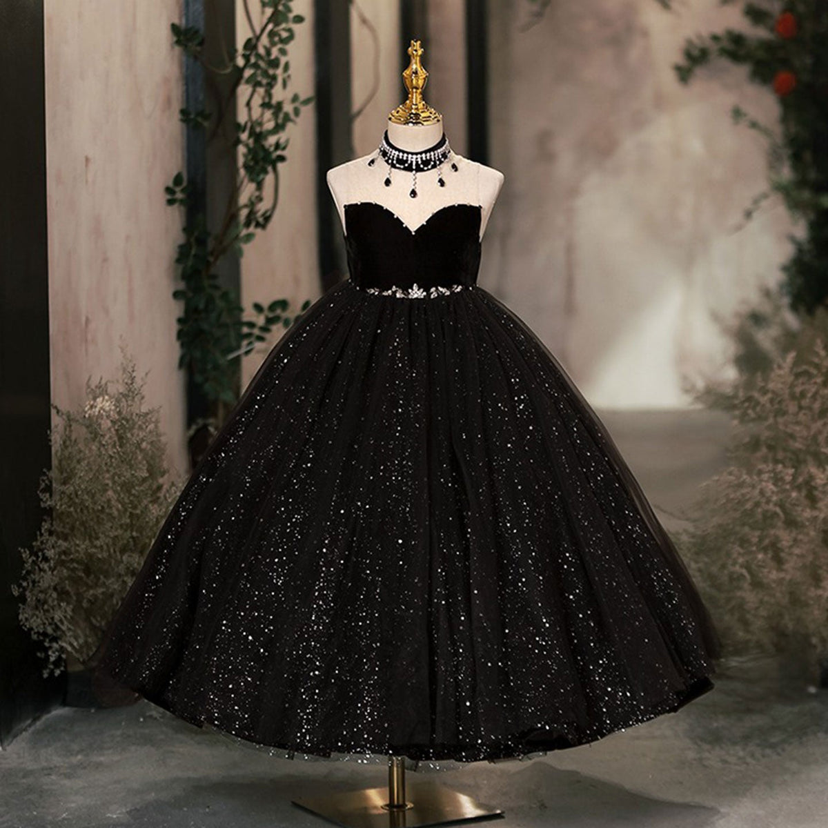 Jill Wish Dubai Black Girl dresses Beaded Arabic Princess Ball Gown J106