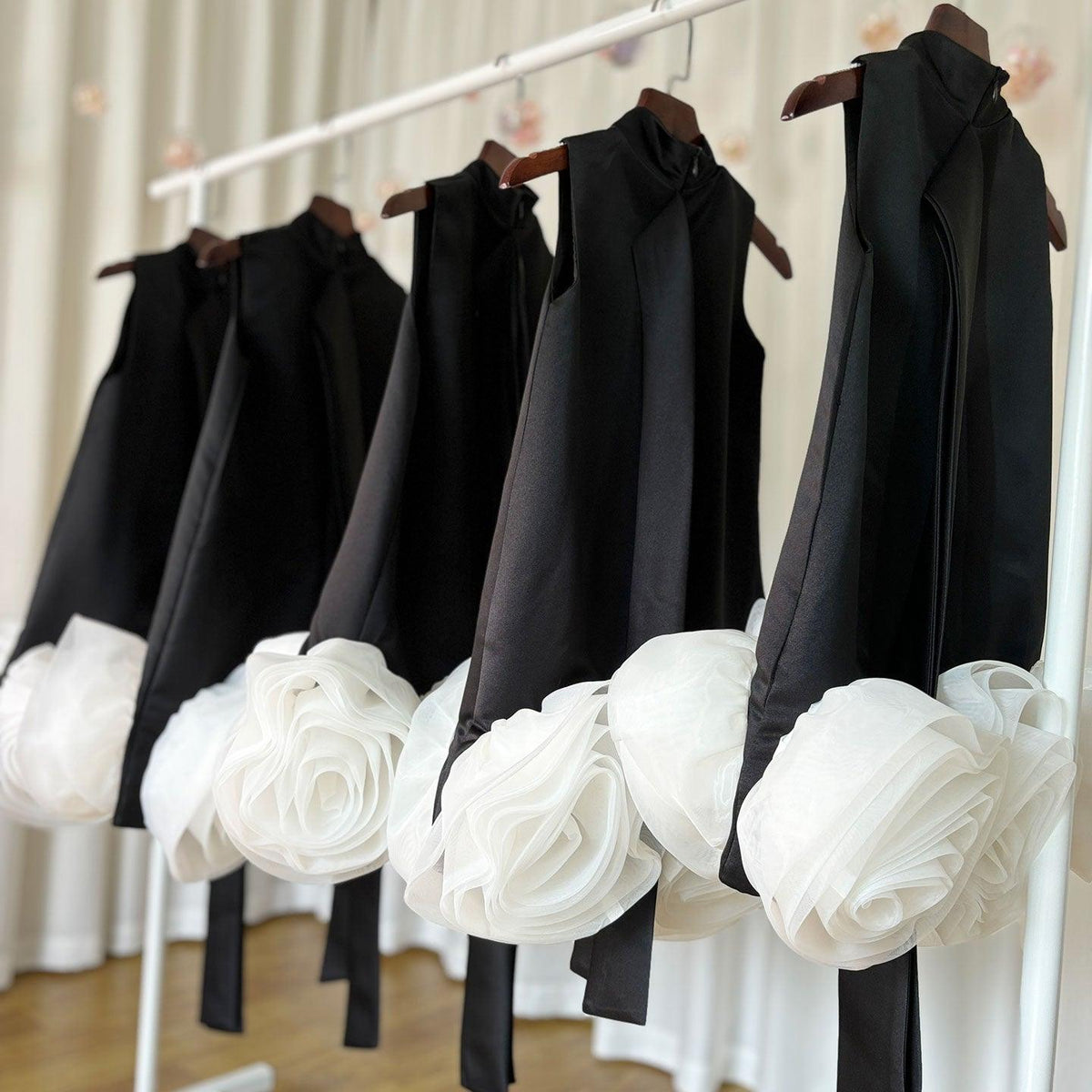 Jill Wish Elegant Arabic White Black Girl Dress Handmade Flowers Dubai J180