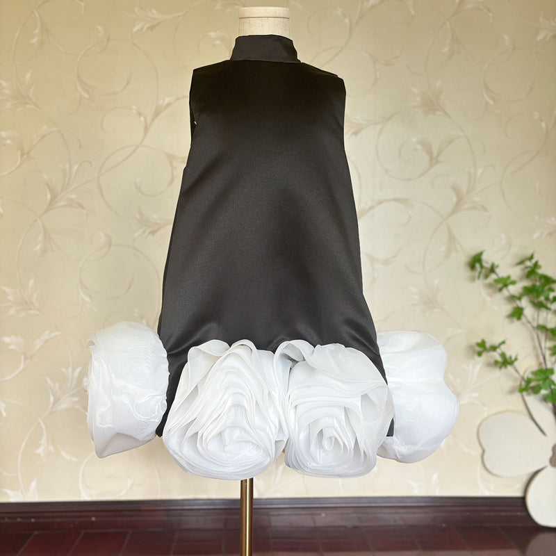 Jill Wish Elegant Arabic White Black Girl Dress Handmade Flowers Dubai J180