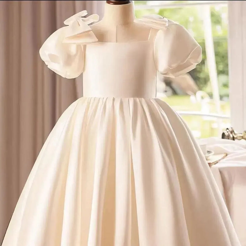 Jill Wish Elegant Arabic White Flower Girl Dress Bow Princess Kids J240