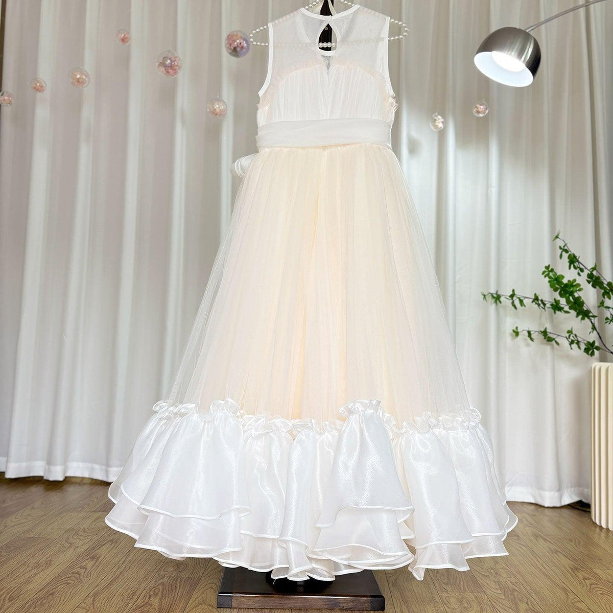 Jill Wish Elegant Beige Girl Dress Princess for Birthday Wedding Party J101