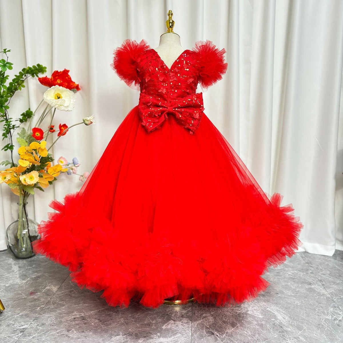 Jill Wish Elegant Flower Girl Dress Gold Kids Princess J069