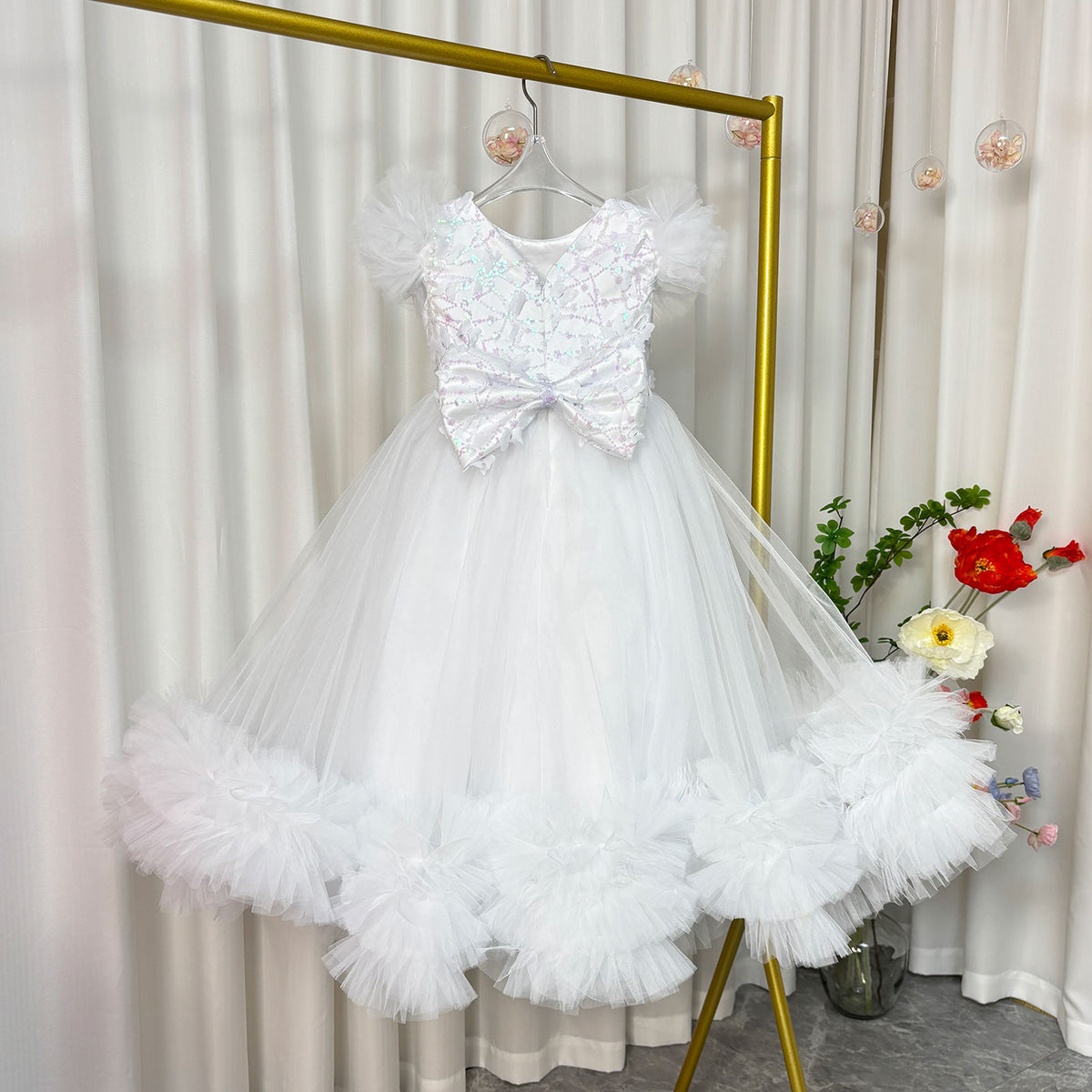 Jill Wish Elegant Flower Girl Dress Gold Kids Princess J069