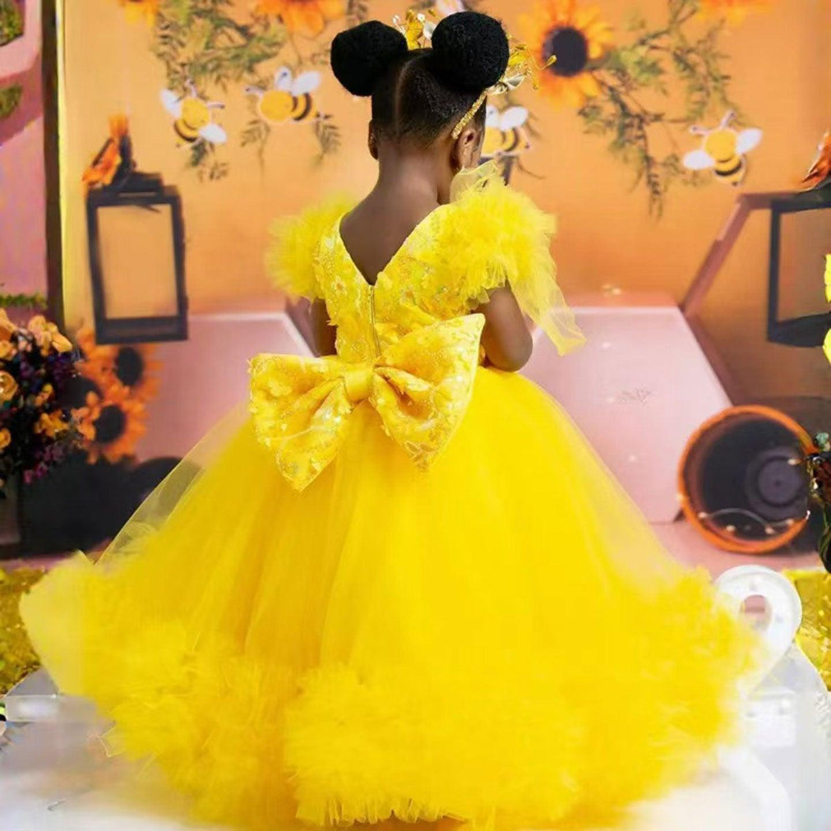 Jill Wish Elegant Flower Girl Dress Gold Kids Princess J069