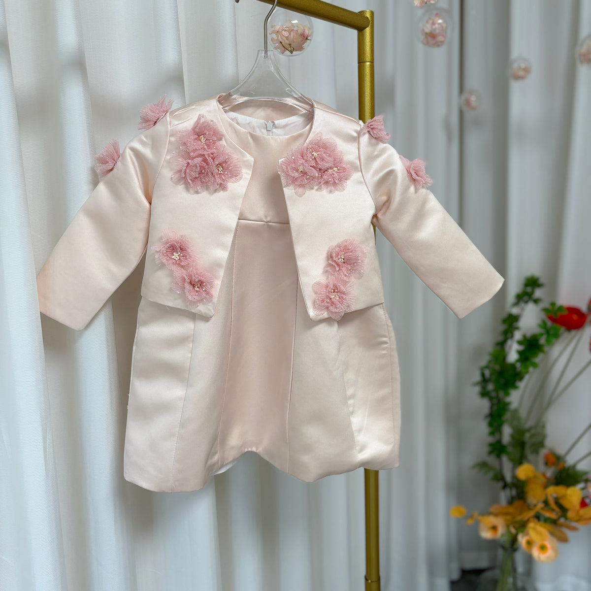 Jill Wish Elegant Ivory Two Piece Girl Dress Handmade Flowers Princess J207