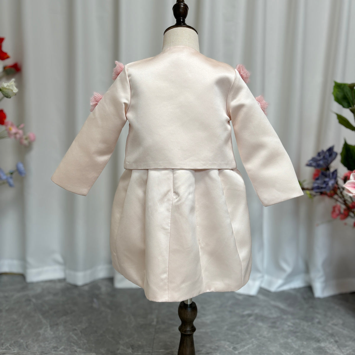 Jill Wish Elegant Ivory Two Piece Girl Dress Handmade Flowers Princess J207