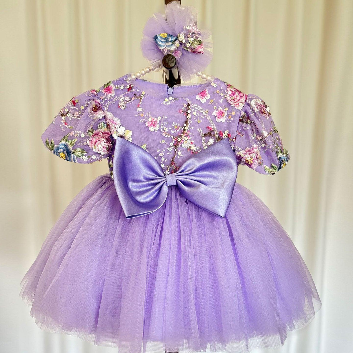 Jill Wish Elegant Lilac Arab Girl Dress Sequined Dubai Kids Princess J266