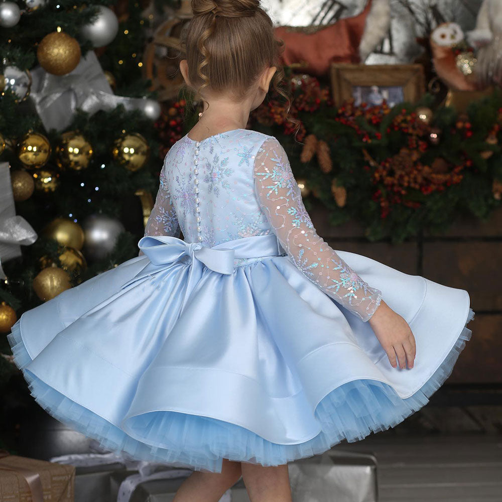 Jill Wish Elegant Pink Long Sleeve Flower Girl Dress Knee Length J048