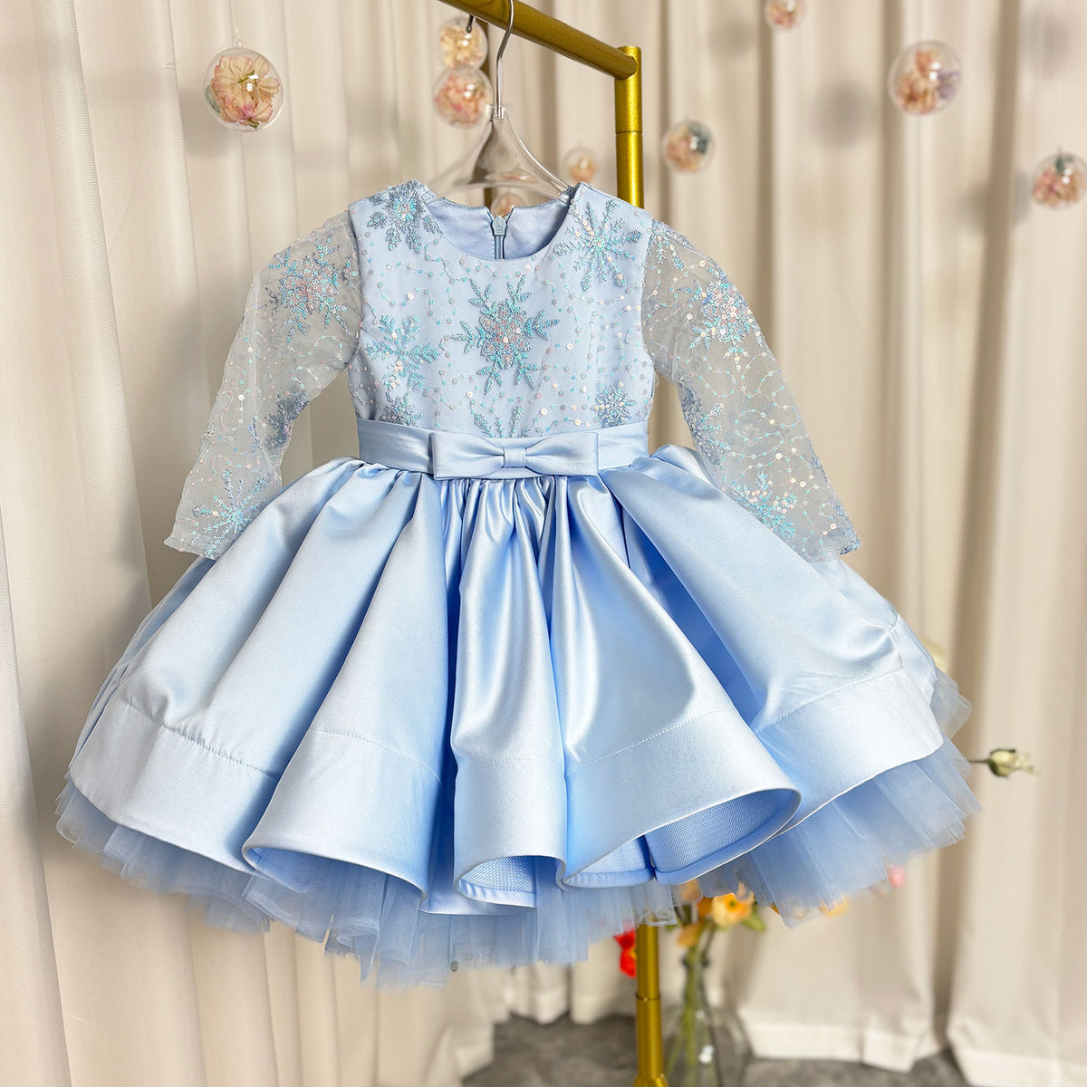 Jill Wish Elegant Pink Long Sleeve Flower Girl Dress Knee Length J048
