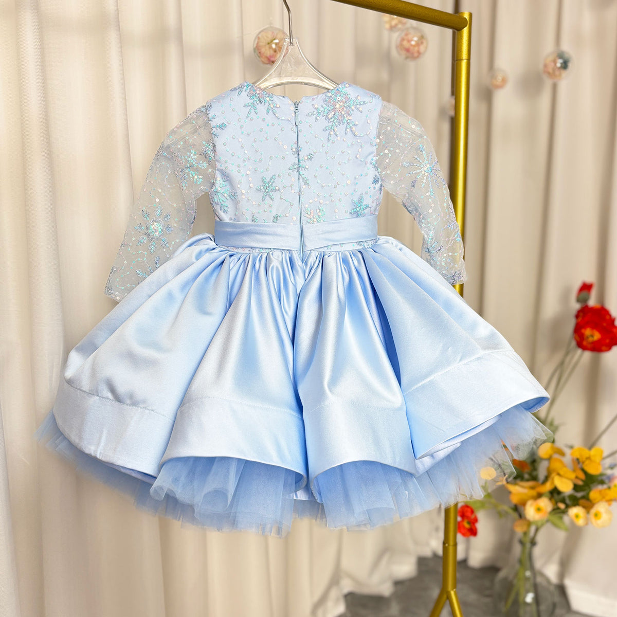 Jill Wish Elegant Pink Long Sleeve Flower Girl Dress Knee Length J048
