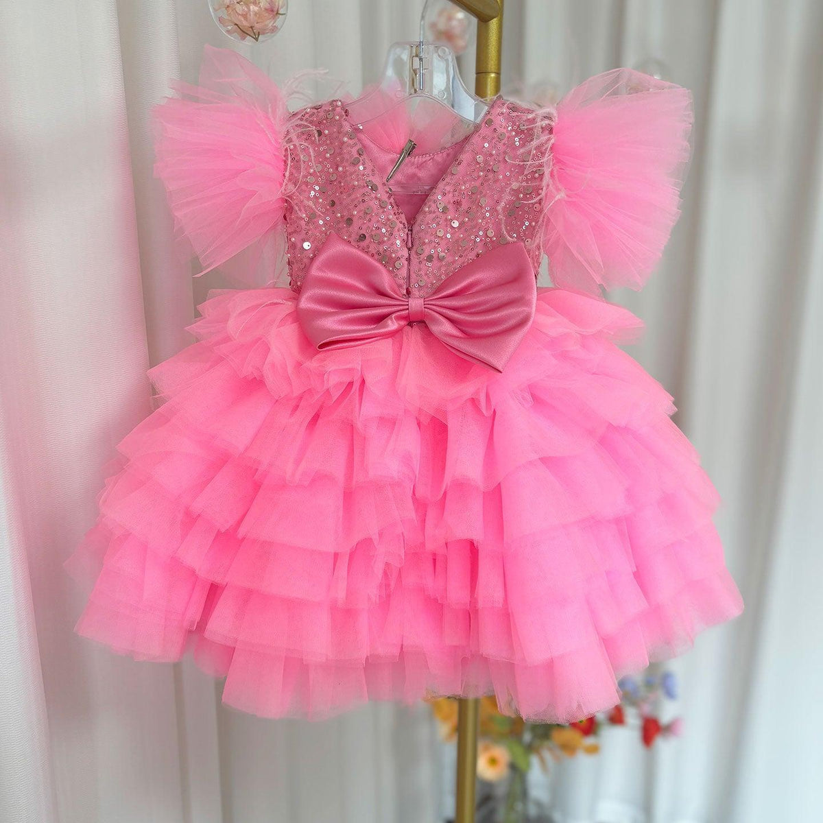 Jill Wish Floral Sequin Knee Length Baby Birthday Girl Dress J275