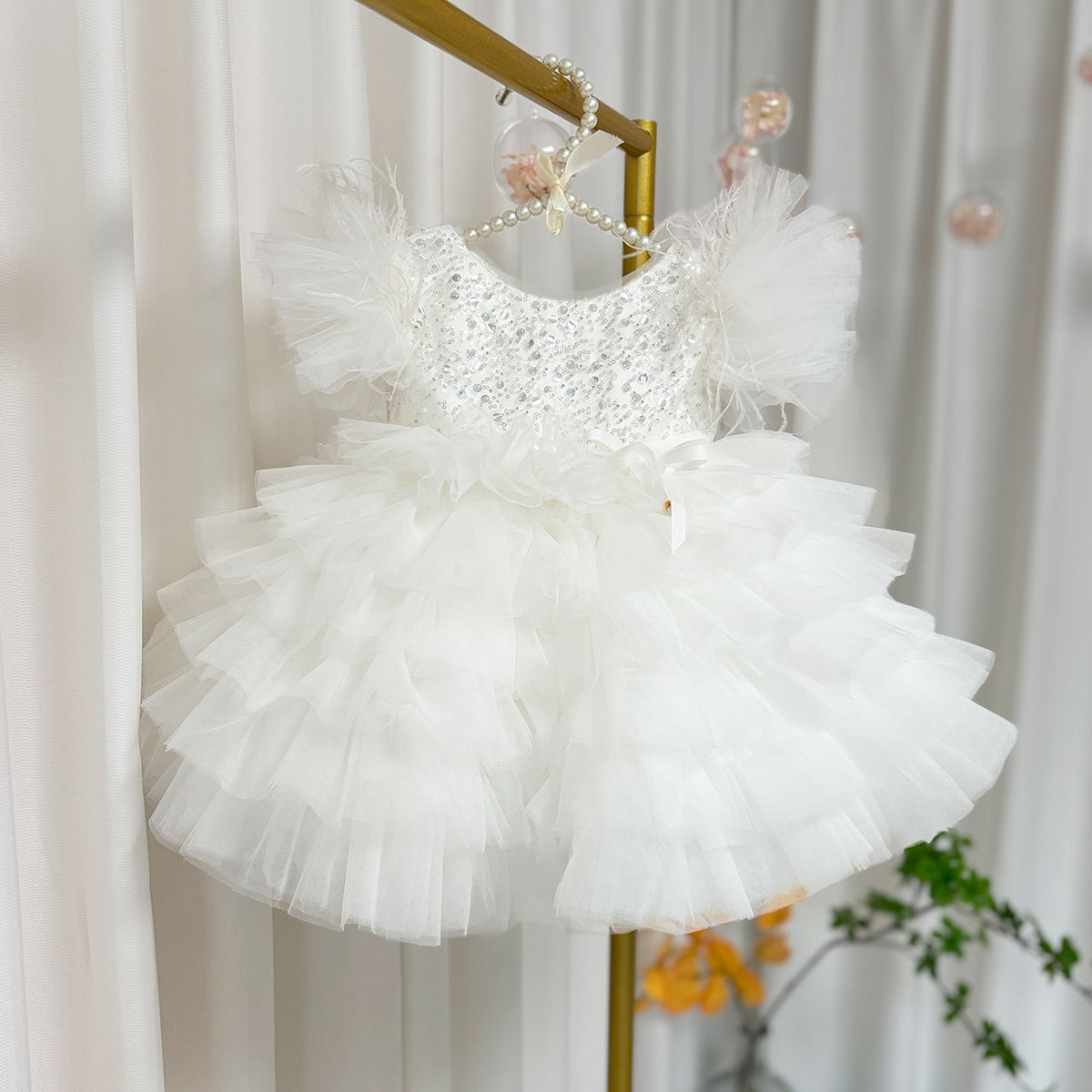 Jill Wish Floral Sequin Knee Length Baby Birthday Girl Dress J275