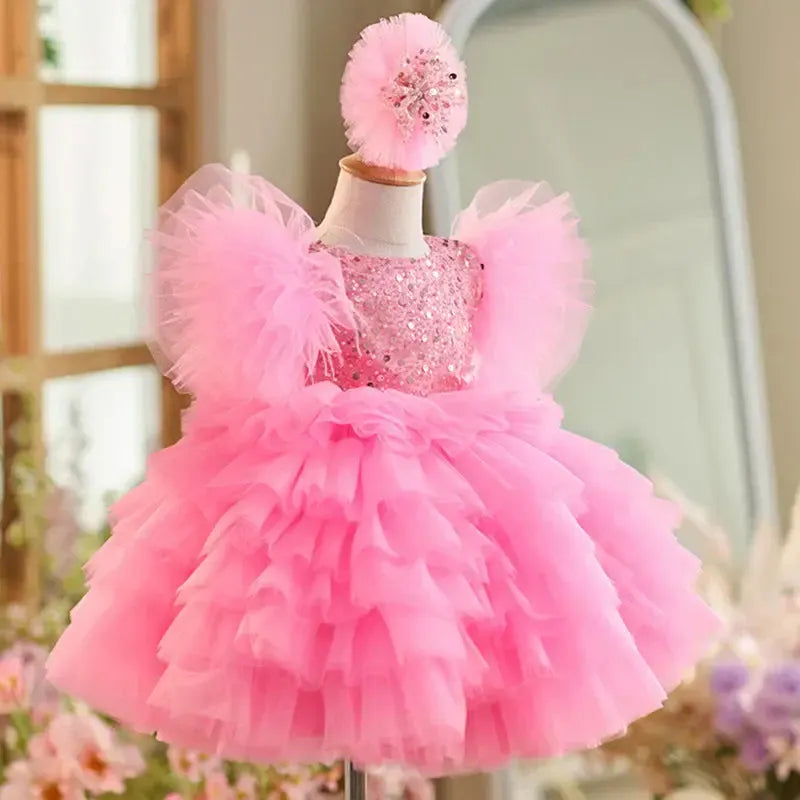 Jill Wish Floral Sequin Knee Length Baby Birthday Girl Dress J275