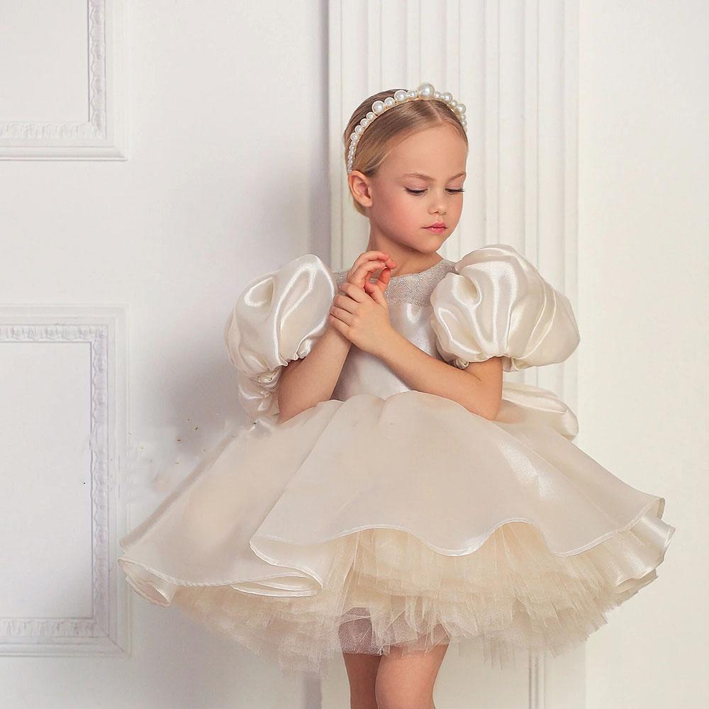 Jill Wish Girl Dress Puffy Sleeve for Kids Princess Birthday Wedding Party J373