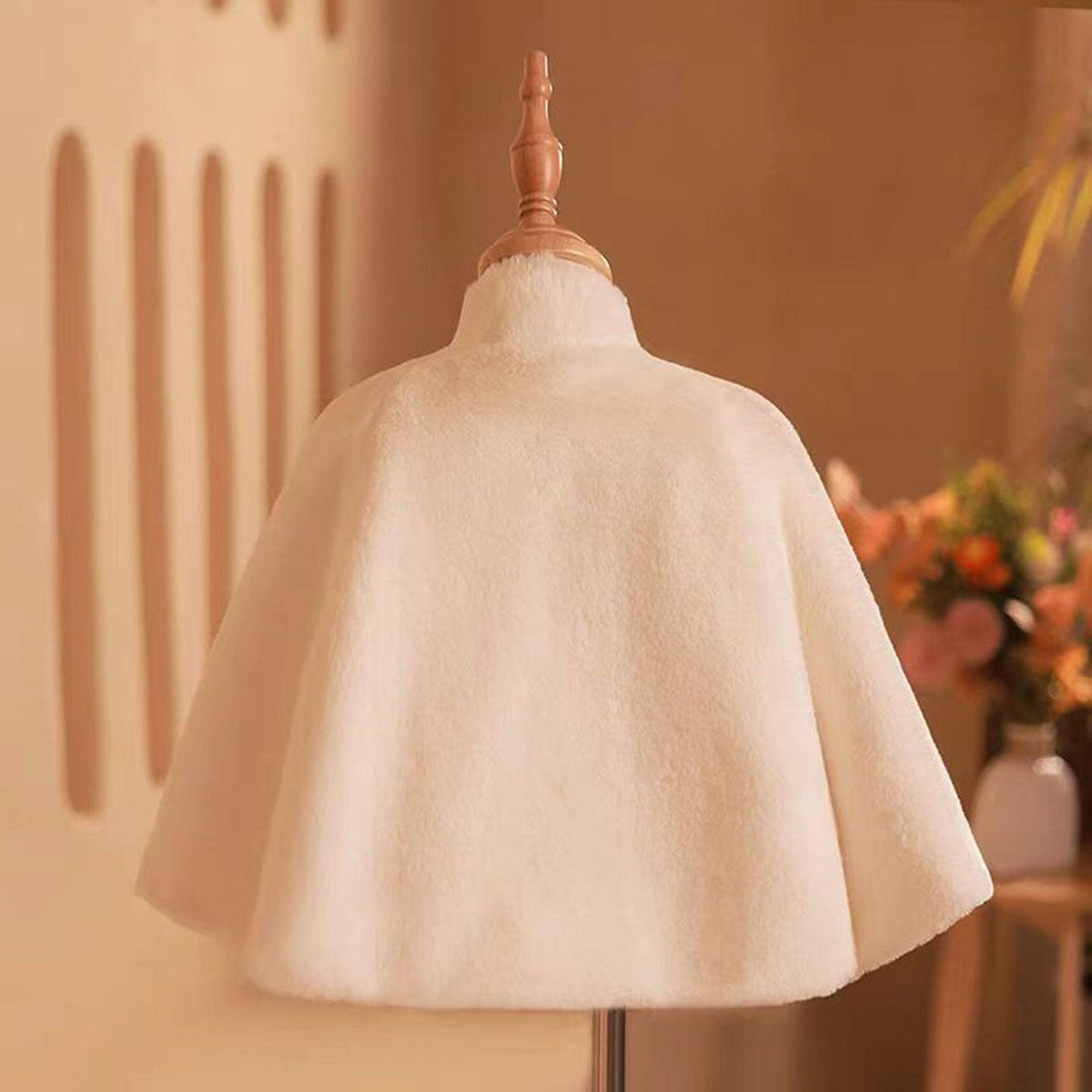 Jill Wish Girls Shawl Plus Velvet White Long Sleeve Winter Warm With Cape W002