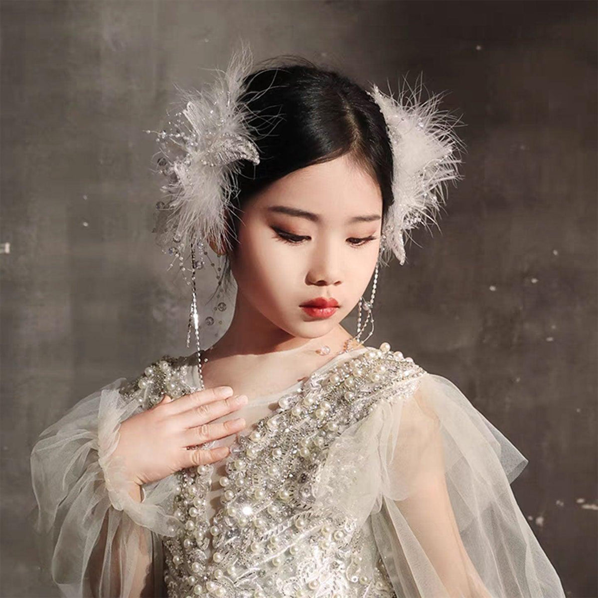 Jill Wish Headgear Princess Hairpin Feather Clip W001