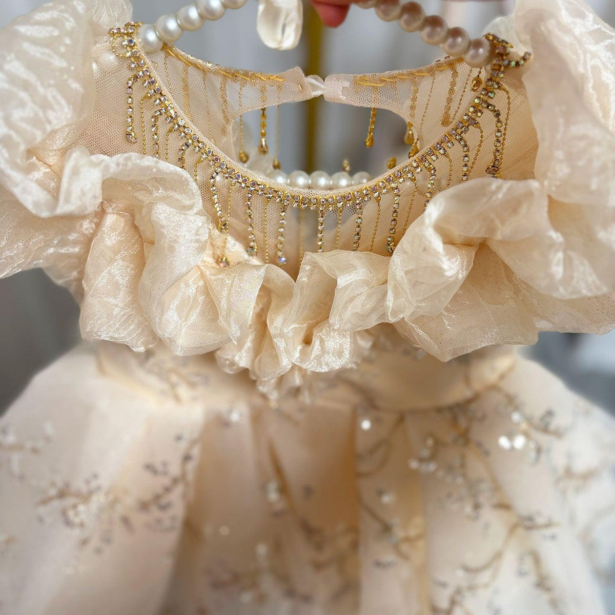 Jill Wish Luxury Arab Beige Girl Dress Dubai Kids Princess J202