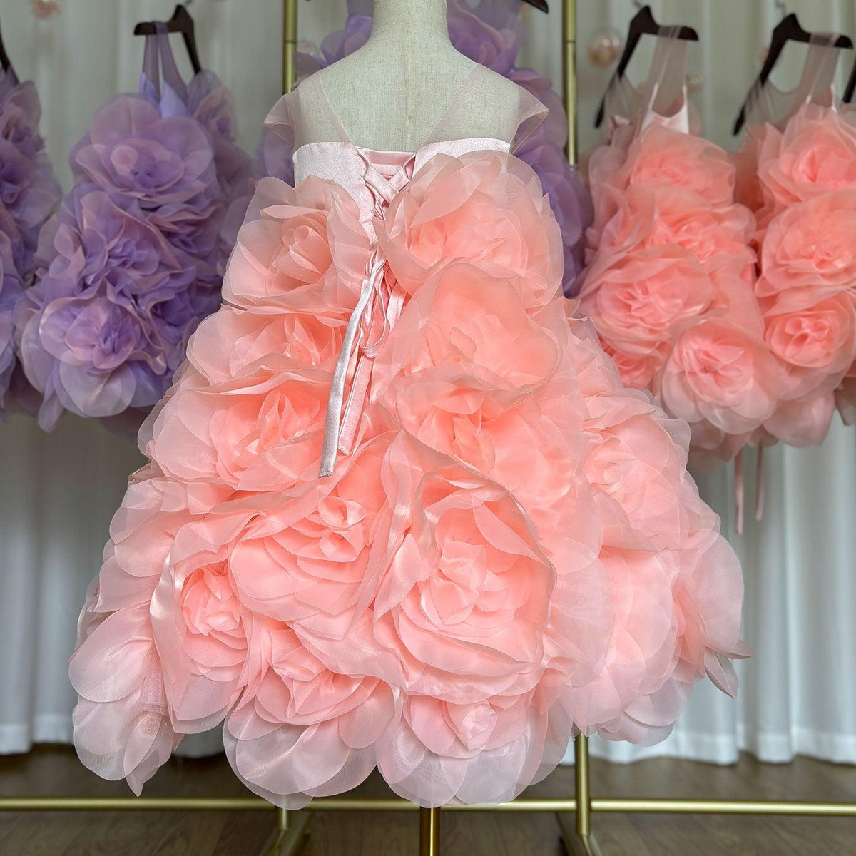 Jill Wish Luxury Arabic Elegant Lilac Girl Dress Flowers Princess Kids J223