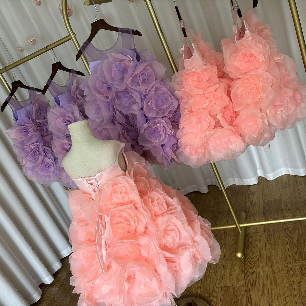 Jill Wish Luxury Arabic Elegant Lilac Girl Dress Flowers Princess Kids J223