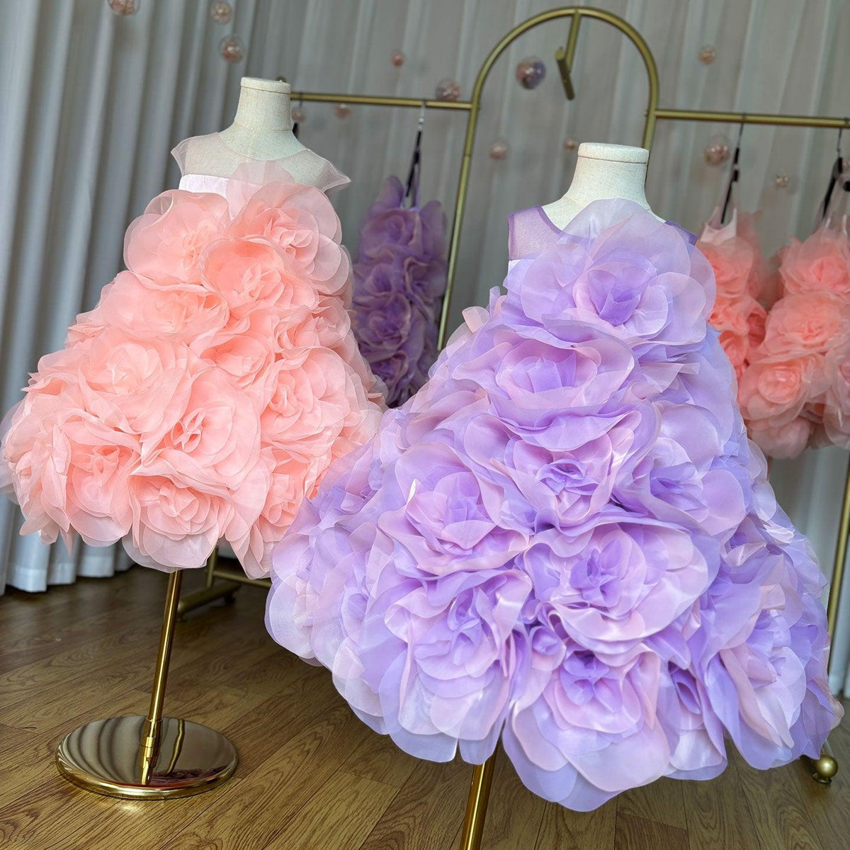 Jill Wish Luxury Arabic Elegant Lilac Girl Dress Flowers Princess Kids J223