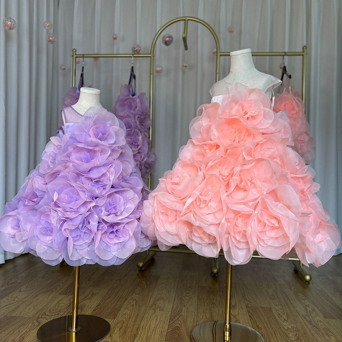 Jill Wish Luxury Arabic Elegant Lilac Girl Dress Flowers Princess Kids J223
