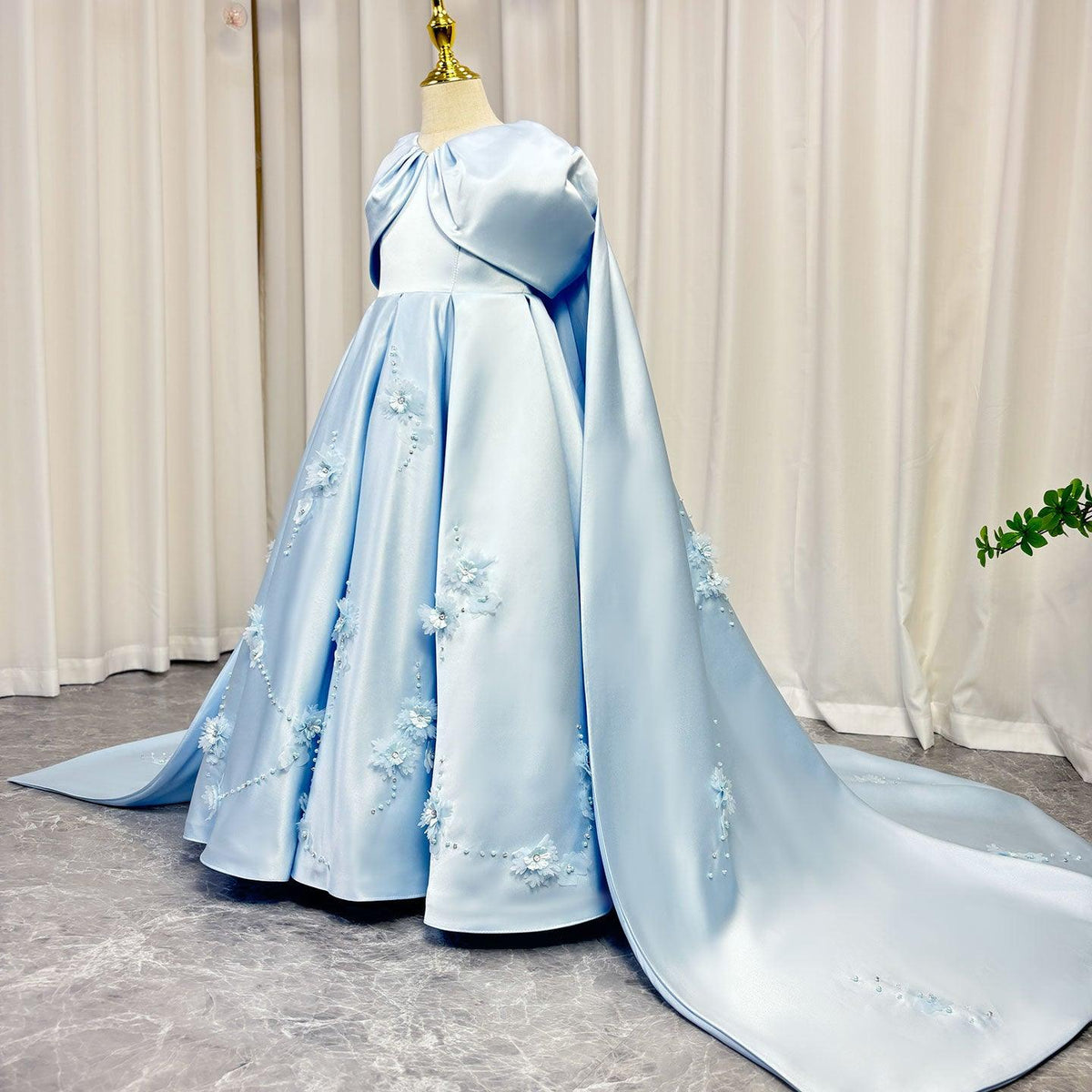 Jill Wish Luxury Blue Dubai Girl Dress Beaded Crystal Arabic Princess J379
