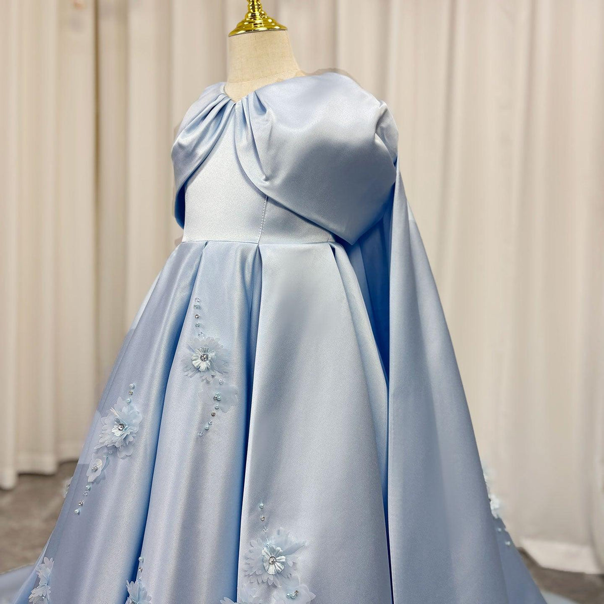 Jill Wish Luxury Blue Dubai Girl Dress Beaded Crystal Arabic Princess J379