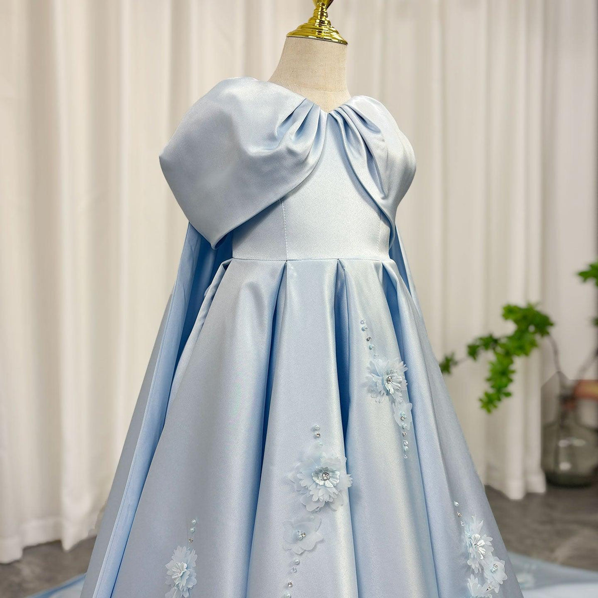Jill Wish Luxury Blue Dubai Girl Dress Beaded Crystal Arabic Princess J379
