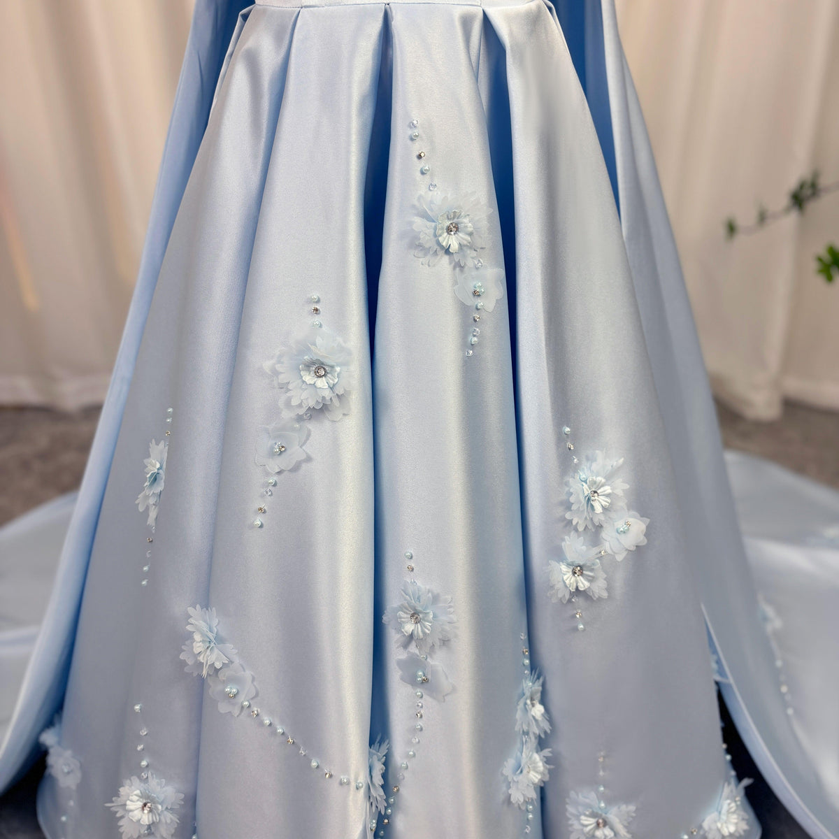Jill Wish Luxury Blue Dubai Girl Dress Beaded Crystal Arabic Princess J379