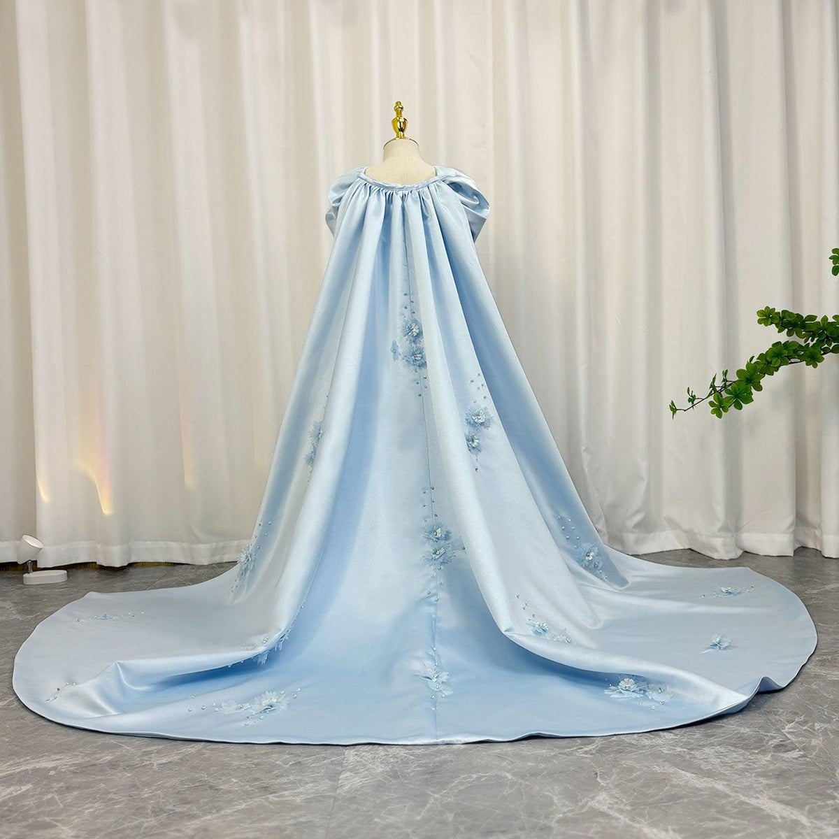 Jill Wish Luxury Blue Dubai Girl Dress Beaded Crystal Arabic Princess J379