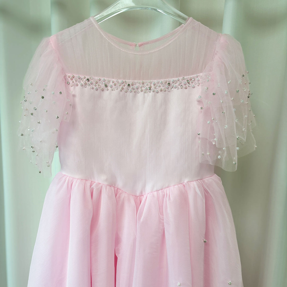 Jill Wish Luxury Blush Pink Girl Dress Feathers Beaded Princess J391