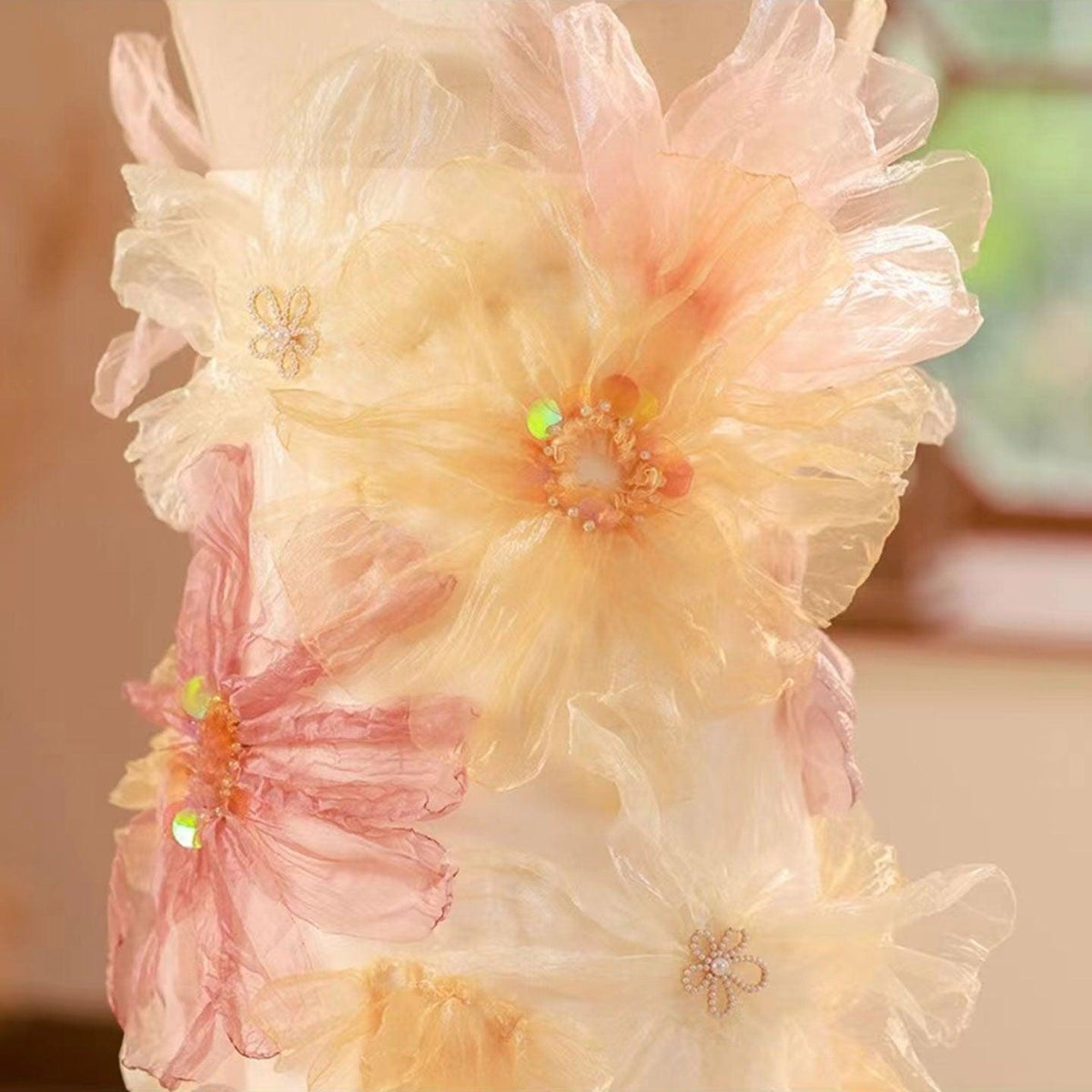 Jill Wish Luxury Colorful Girl Dress Handmade Flowers Kids Princess J001