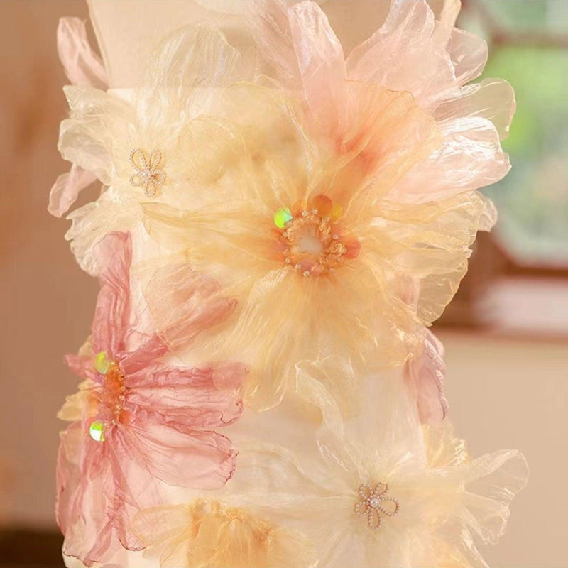 Jill Wish Luxury Colorful Girl Dress Handmade Flowers Kids Princess J001