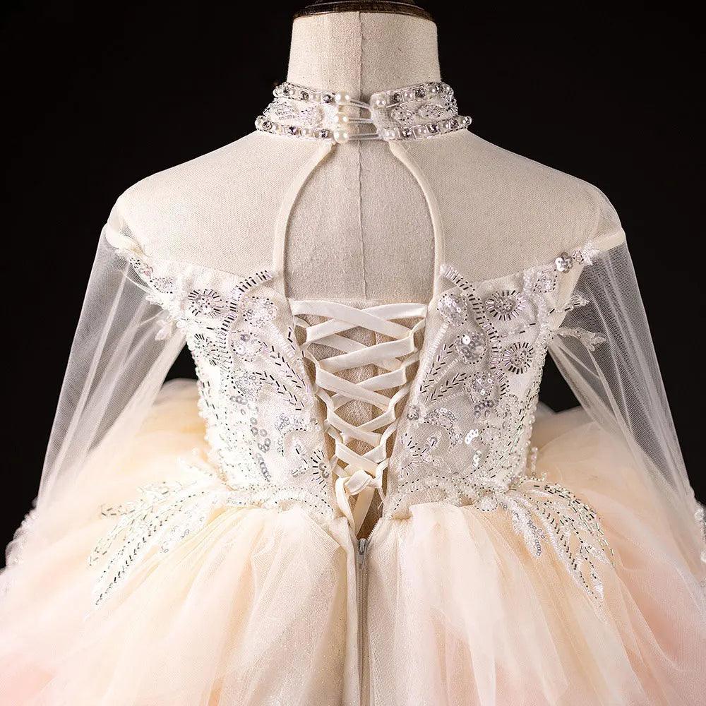 Jill Wish Luxury Dubai Flower Girl Dress Beaded Pearls Arabic J385