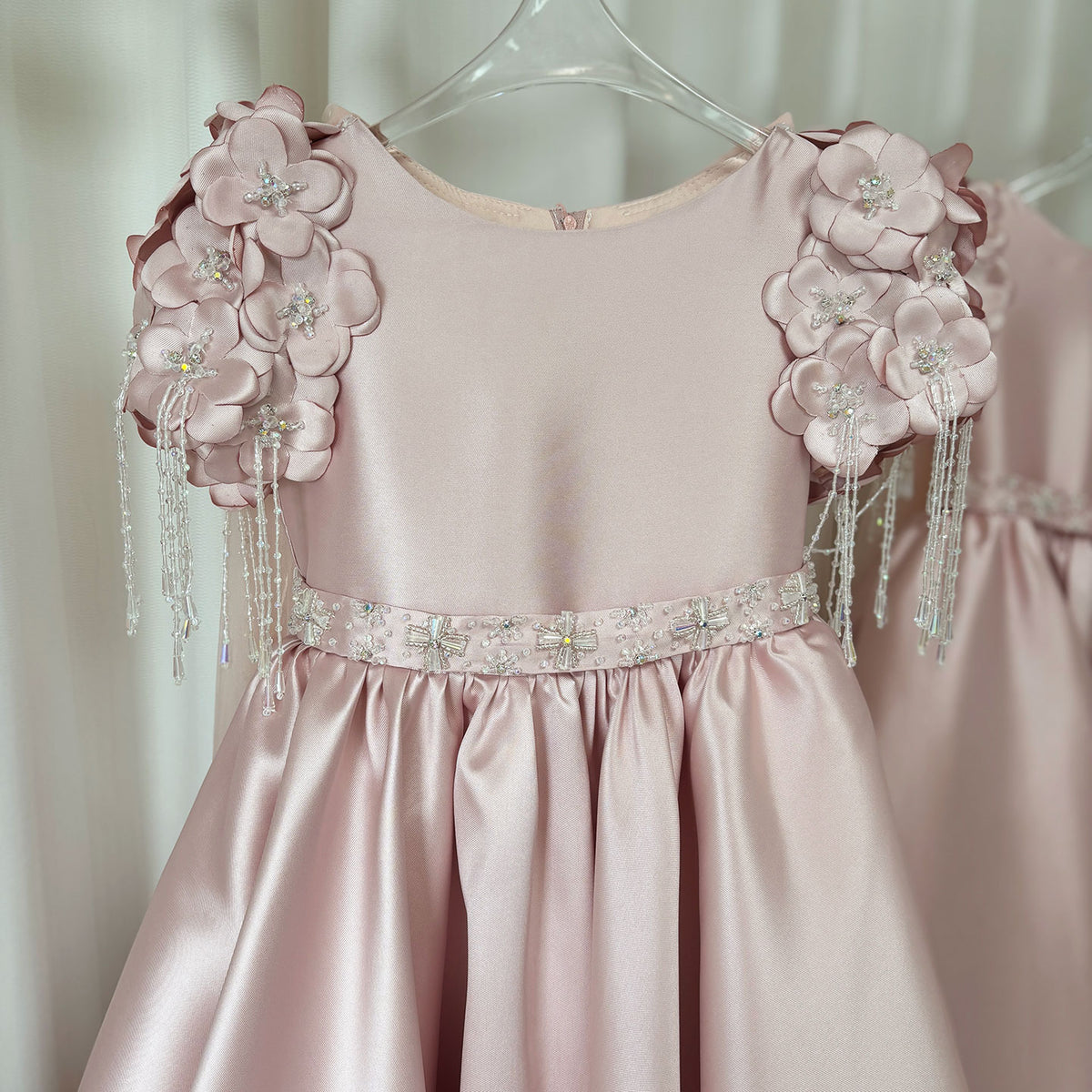 Jill Wish Luxury Dusty Pink Girl Dress Beadeds Arabic with Cap J037