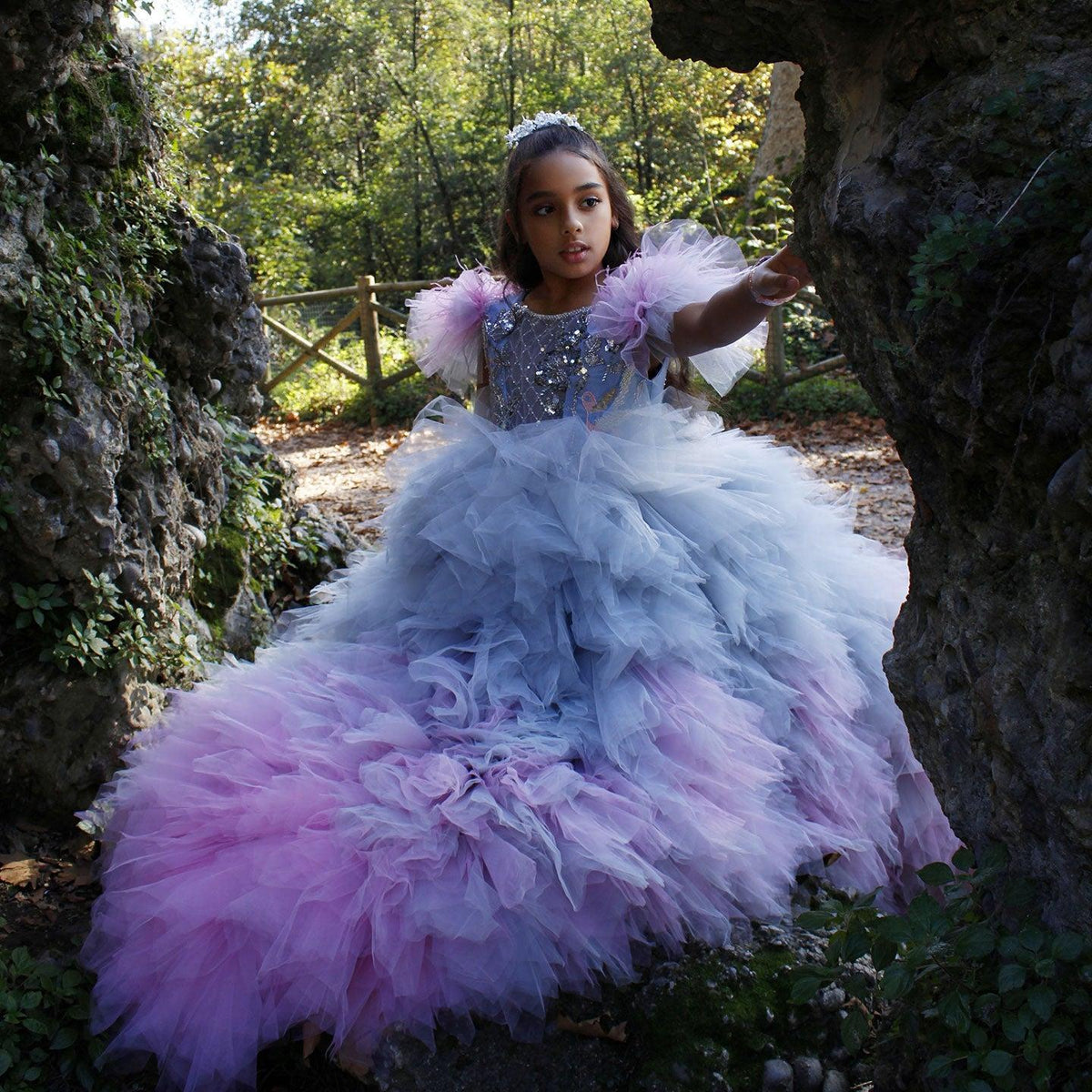 Jill Wish Luxury Girl Dress Feathers Beading Princess Prom Gown J163